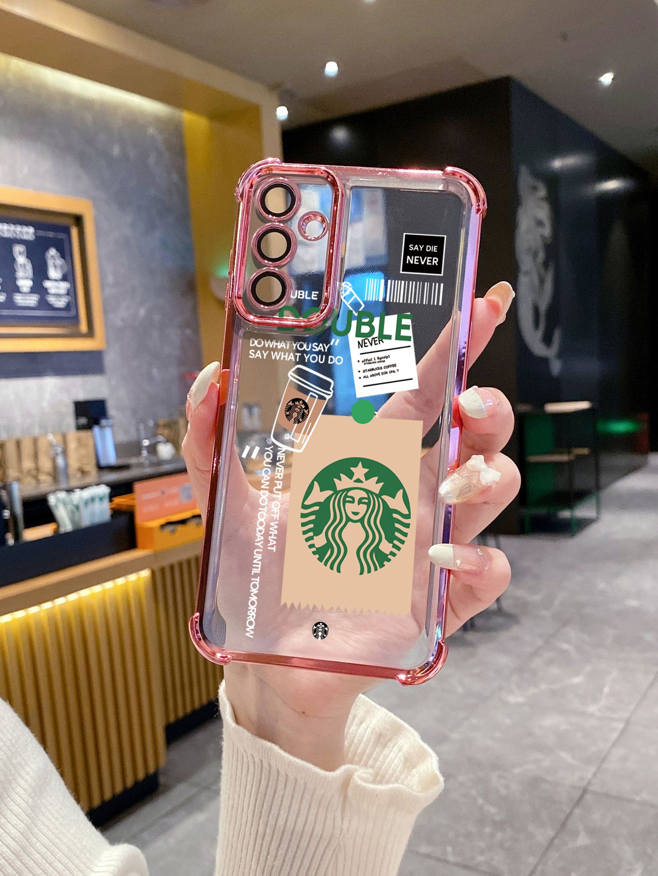 For Huawei Pura 70 Ultra Mate 60 70 Pro Honor 300 200 X9A 90 Lite Starbucks Plating Frame Clear Phone Case Anti-shock Cover