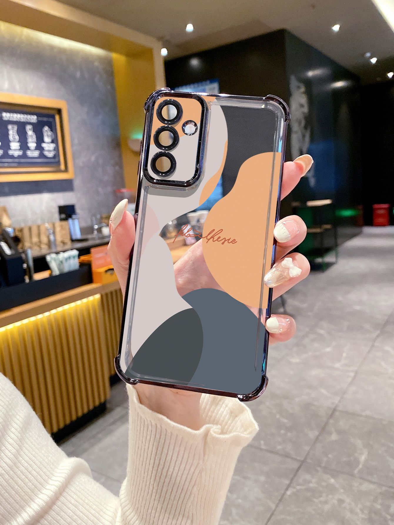 For Samsung Galaxy S25 S24 S23 Ultra S22 Plus S21 FE S20 Morandi Painting Plating Frame Clear Phone Case Anti-shock Cover