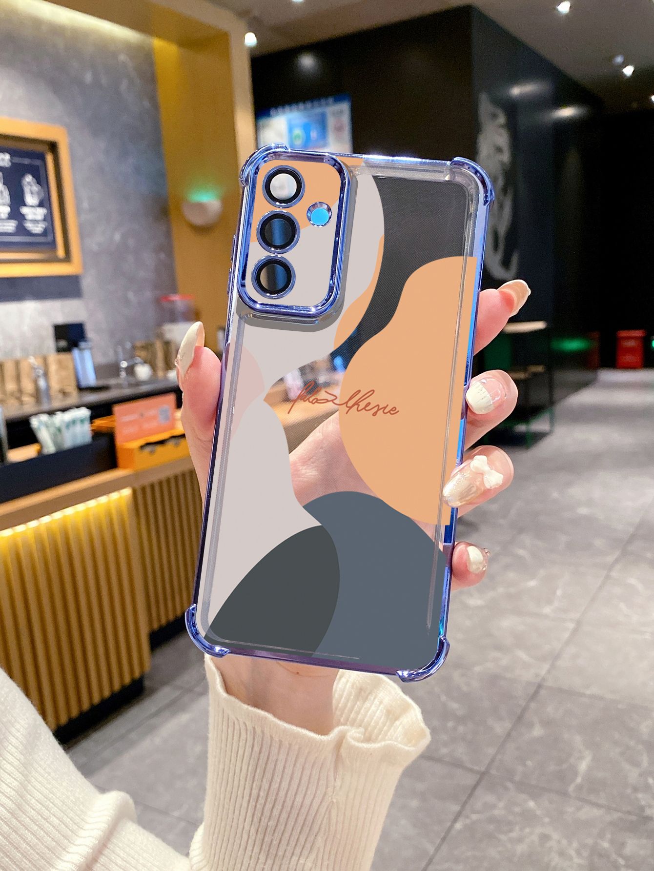 For Samsung Galaxy S25 S24 S23 Ultra S22 Plus S21 FE S20 Morandi Painting Plating Frame Clear Phone Case Anti-shock Cover