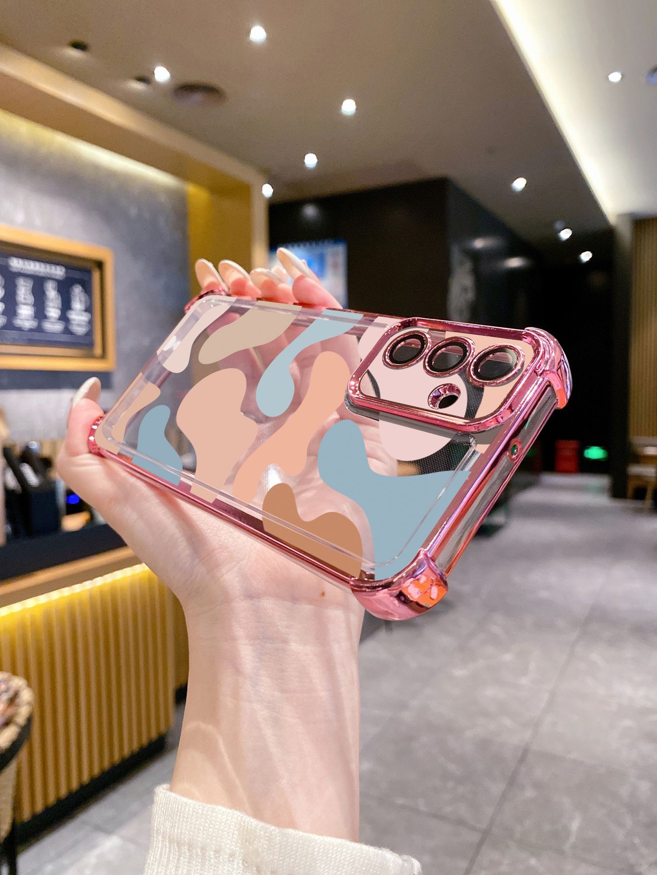 For Samsung Galaxy S25 S24 S23 Ultra S22 Plus S21 FE S20 Morandi Painting Plating Frame Clear Phone Case Anti-shock Cover