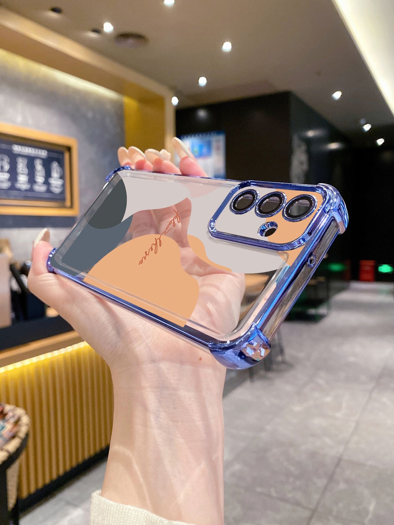 For Samsung Galaxy S25 S24 S23 Ultra S22 Plus S21 FE S20 Morandi Painting Plating Frame Clear Phone Case Anti-shock Cover