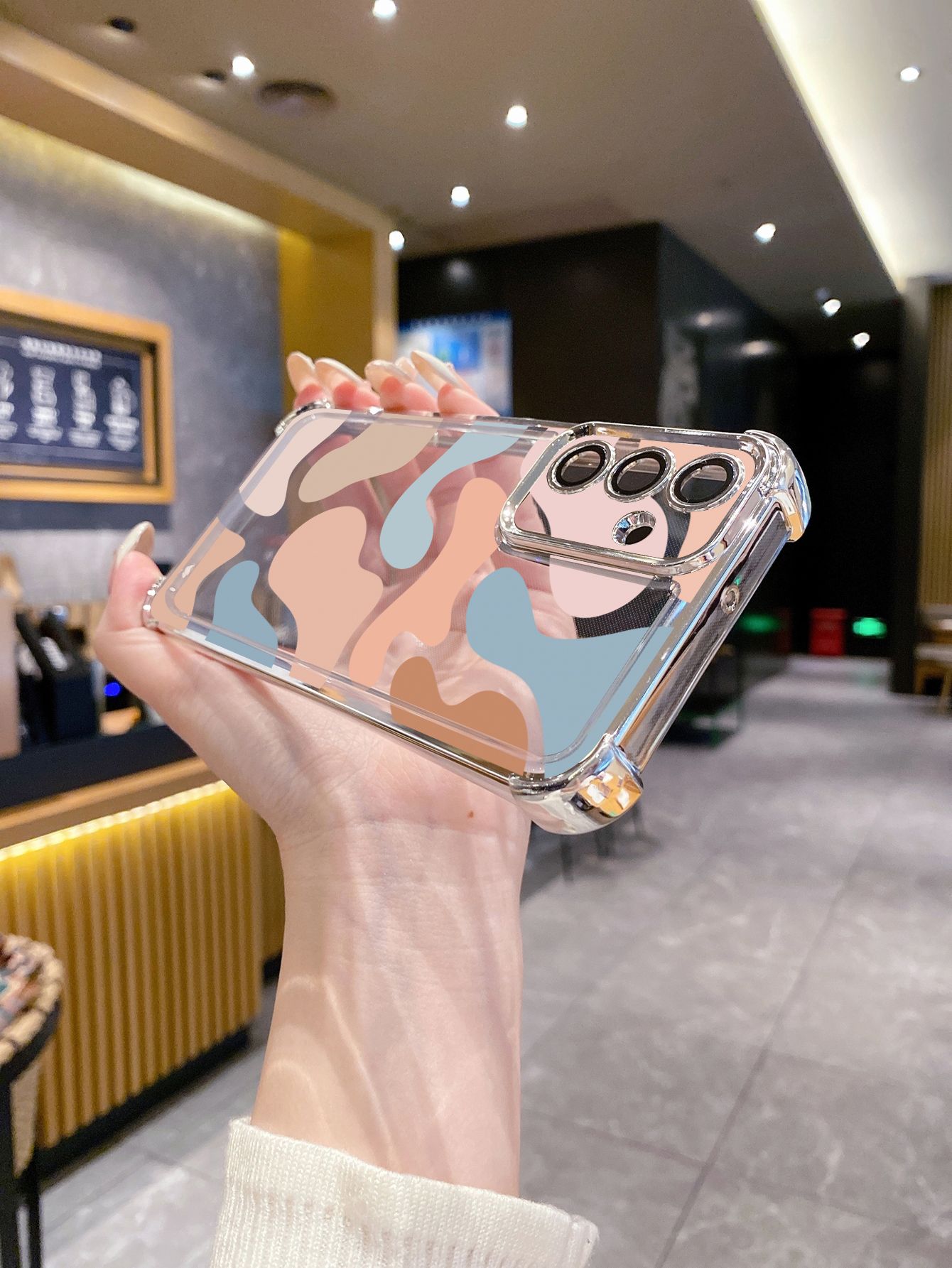 For Samsung Galaxy S25 S24 S23 Ultra S22 Plus S21 FE S20 Morandi Painting Plating Frame Clear Phone Case Anti-shock Cover