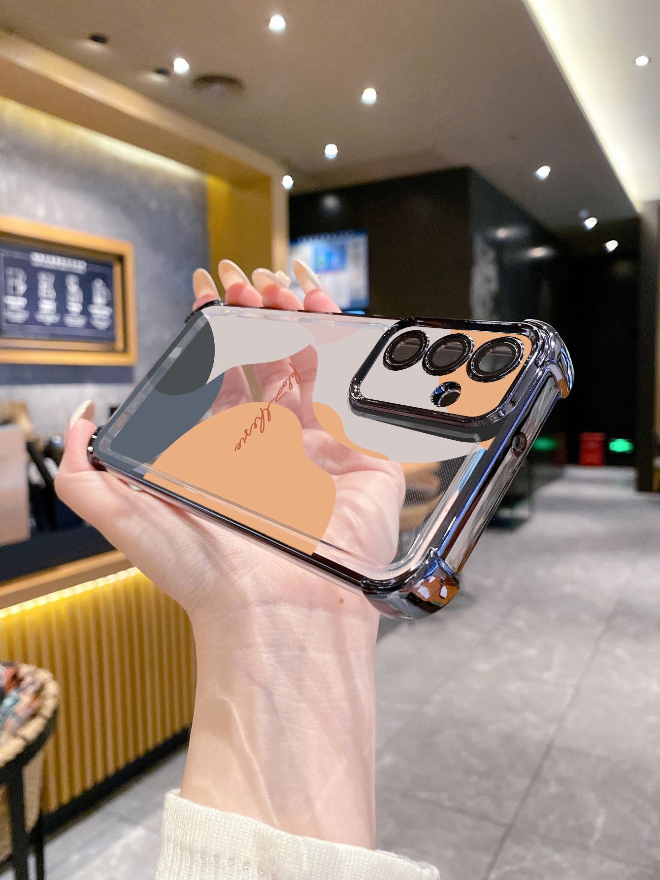 For Samsung Galaxy S25 S24 S23 Ultra S22 Plus S21 FE S20 Morandi Painting Plating Frame Clear Phone Case Anti-shock Cover