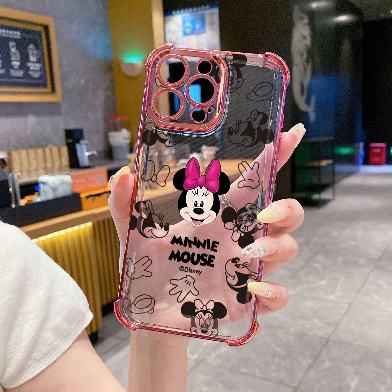 for OPPO A3X A2 Pro A1 A60 A18 A38 A17 A16 A57 A77 4G A78 A58 5G Disney Mickey Minnie Plating Frame Clear Phone Case Anti-shock Cover