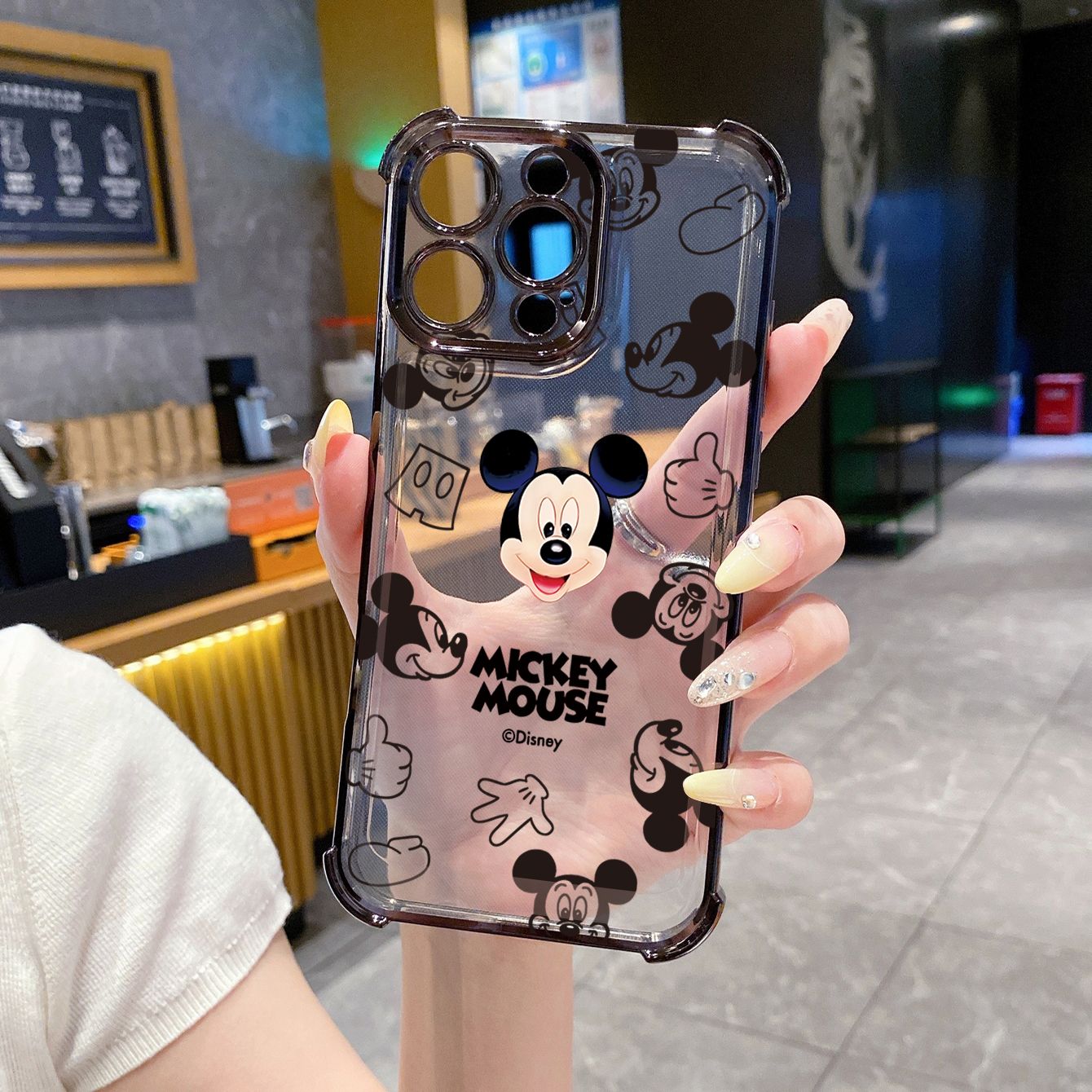 for Infinix Hot 50i 40i 40 Pro 30 Play Note 30 Smart 9 8 Disney Mickey Minnie Plating Frame Clear Phone Case Anti-shock Cover
