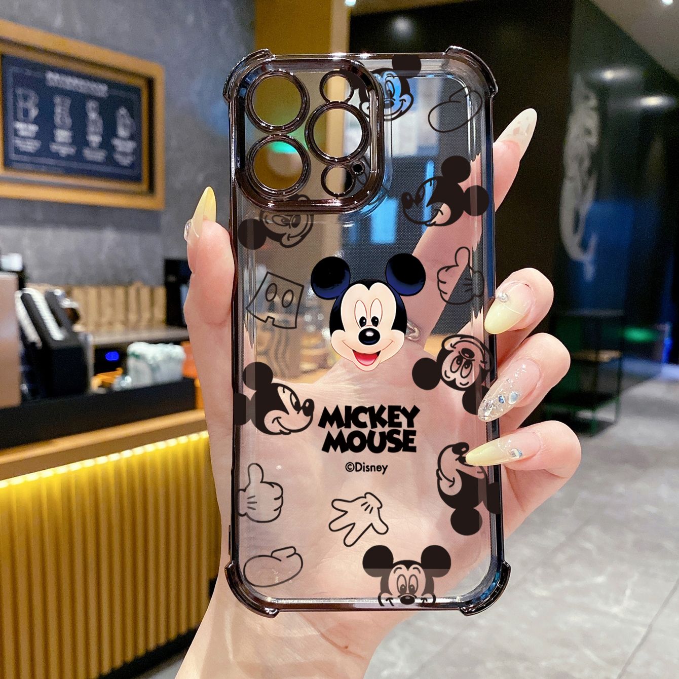 for Infinix Hot 50i 40i 40 Pro 30 Play Note 30 Smart 9 8 Disney Mickey Minnie Plating Frame Clear Phone Case Anti-shock Cover