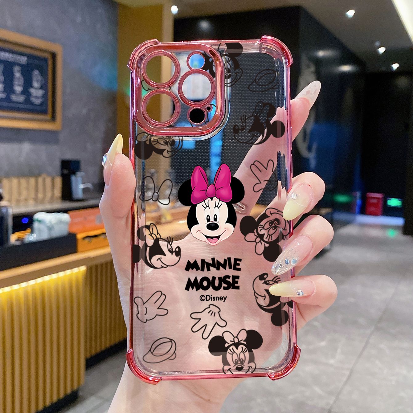 for Infinix Hot 50i 40i 40 Pro 30 Play Note 30 Smart 9 8 Disney Mickey Minnie Plating Frame Clear Phone Case Anti-shock Cover