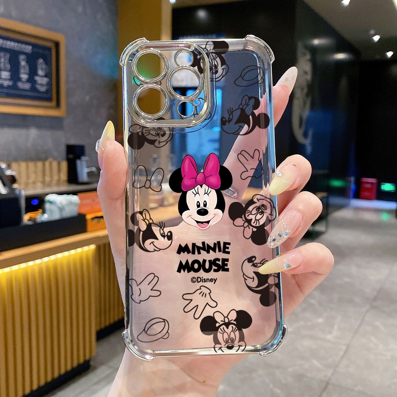 for Infinix Hot 50i 40i 40 Pro 30 Play Note 30 Smart 9 8 Disney Mickey Minnie Plating Frame Clear Phone Case Anti-shock Cover