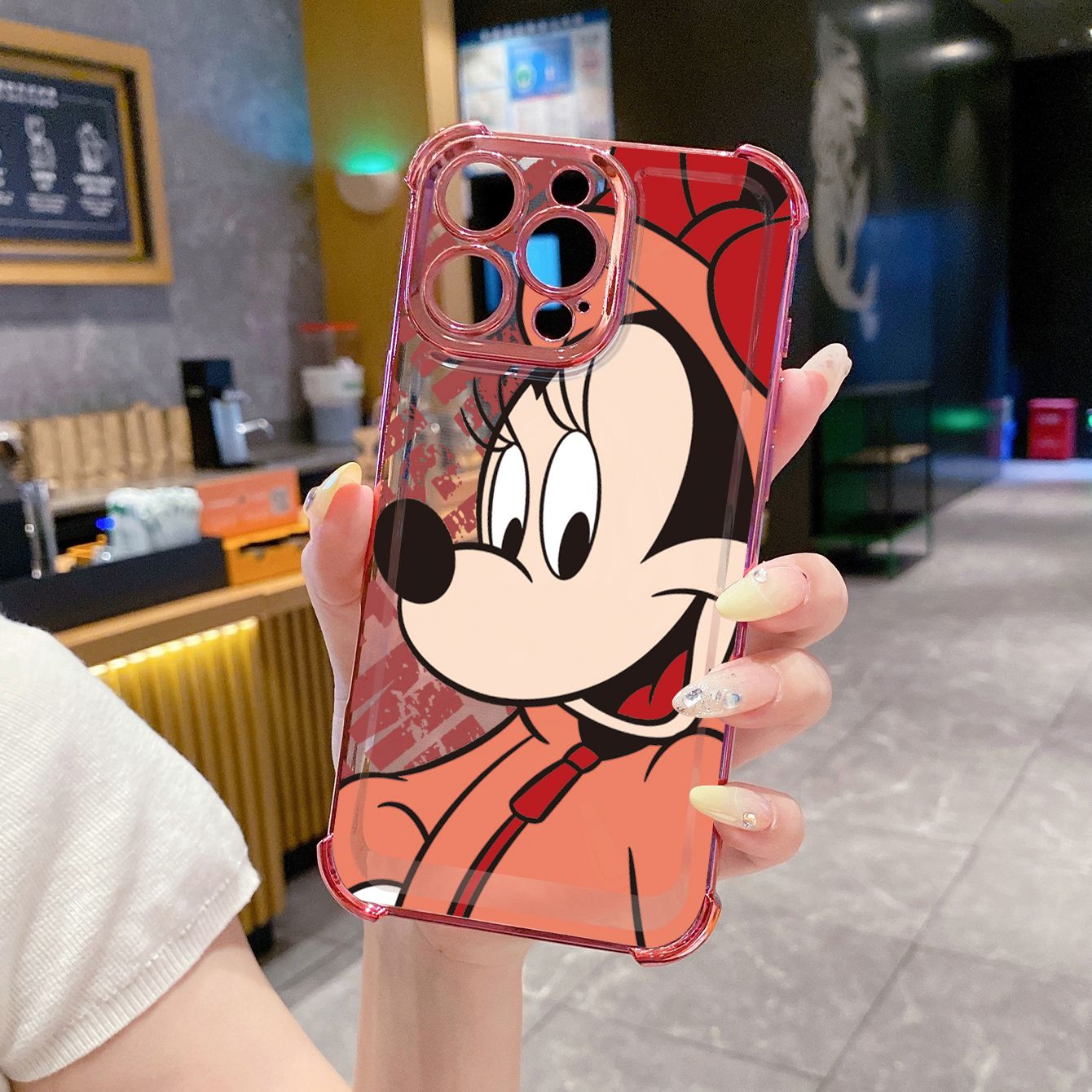 for OPPO A3X A2 Pro A1 A60 A18 A38 A17 A16 A57 A77 4G A78 A58 5G Disney Mickey Minnie Plating Frame Clear Phone Case Anti-shock Cover