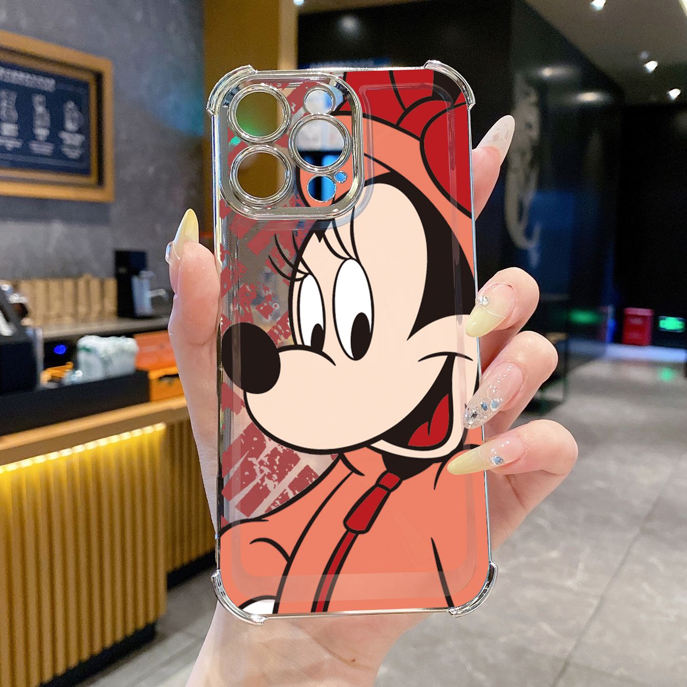 for Infinix Hot 50i 40i 40 Pro 30 Play Note 30 Smart 9 8 Disney Mickey Minnie Plating Frame Clear Phone Case Anti-shock Cover