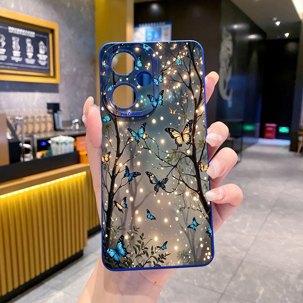 For VIVO Y28 Y03 Y18 Y17S Y27 Y15A Y15S Y02S Y02A Y36 Y33S Y12S Y12A Y01 Y1S Y20A Y22 Blue Butterfly Starlight Full Protective Case Anti Drop Cover