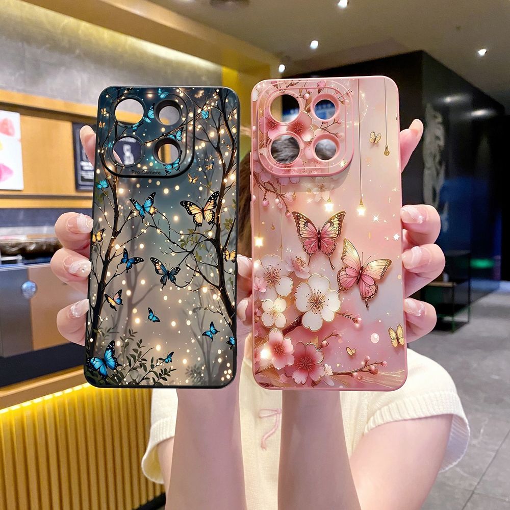 For Xiaomi Redmi Note 13 12 Pro 5G 12S 11S 13C A1 10 Pro 4G 10S Redmi 10C 9C Blue Butterfly Starlight Full Protective Case Anti Drop Cover