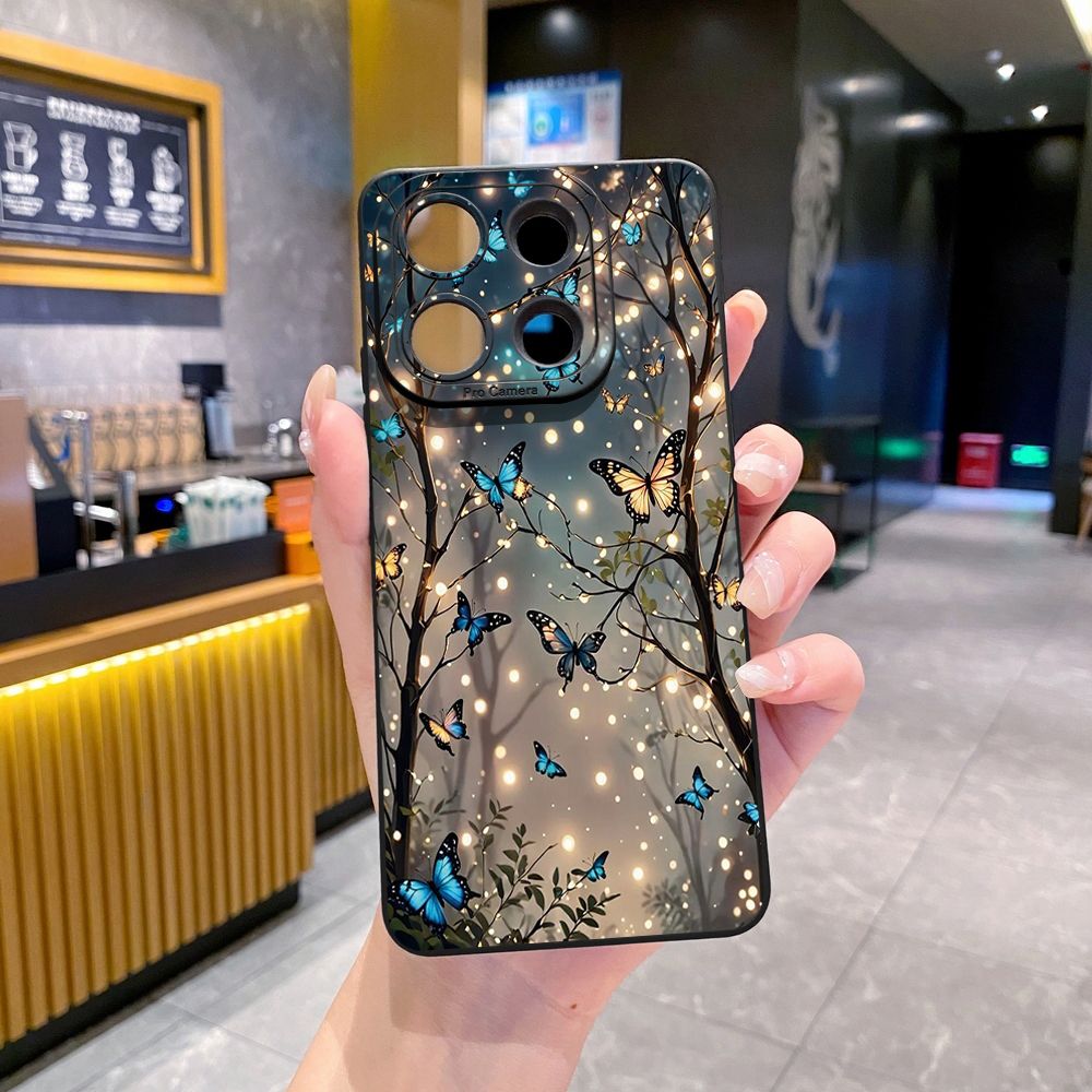 For Xiaomi Redmi Note 13 12 Pro 5G 12S 11S 13C A1 10 Pro 4G 10S Redmi 10C 9C Blue Butterfly Starlight Full Protective Case Anti Drop Cover