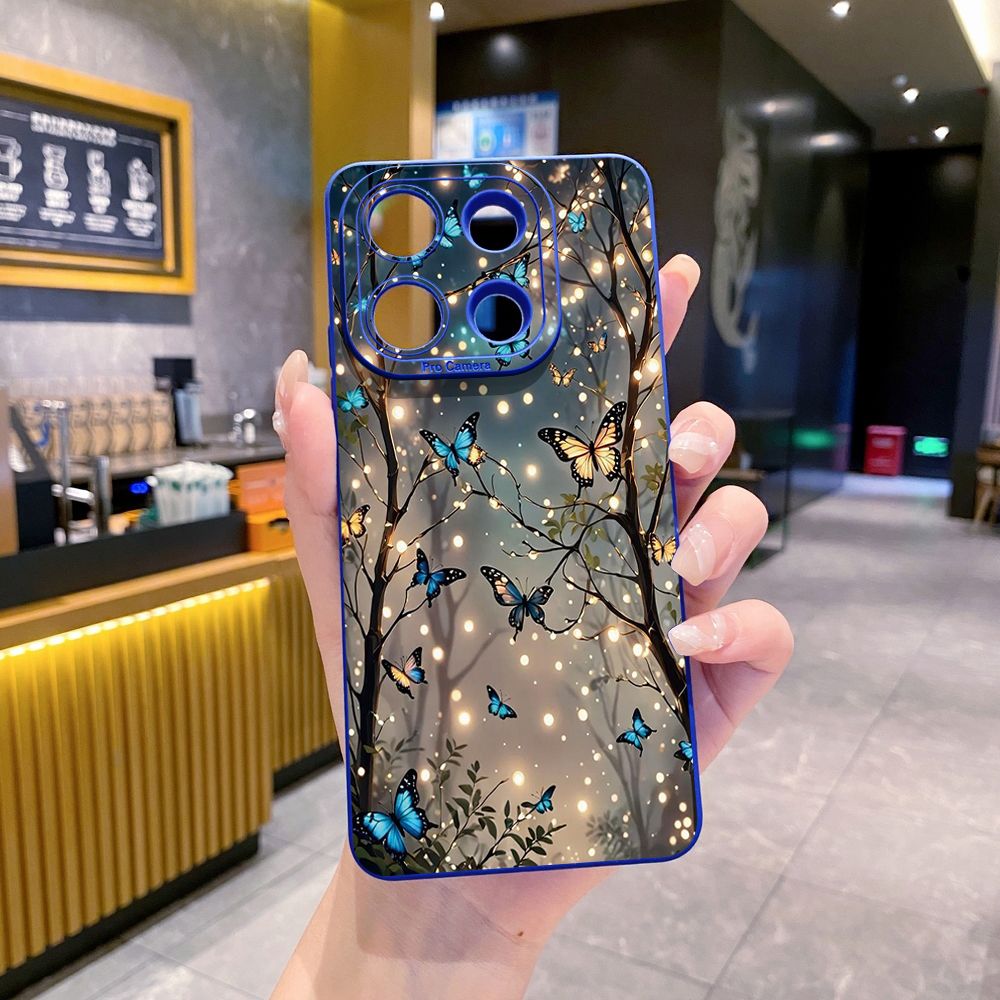 For Xiaomi Redmi Note 13 12 Pro 5G 12S 11S 13C A1 10 Pro 4G 10S Redmi 10C 9C Blue Butterfly Starlight Full Protective Case Anti Drop Cover
