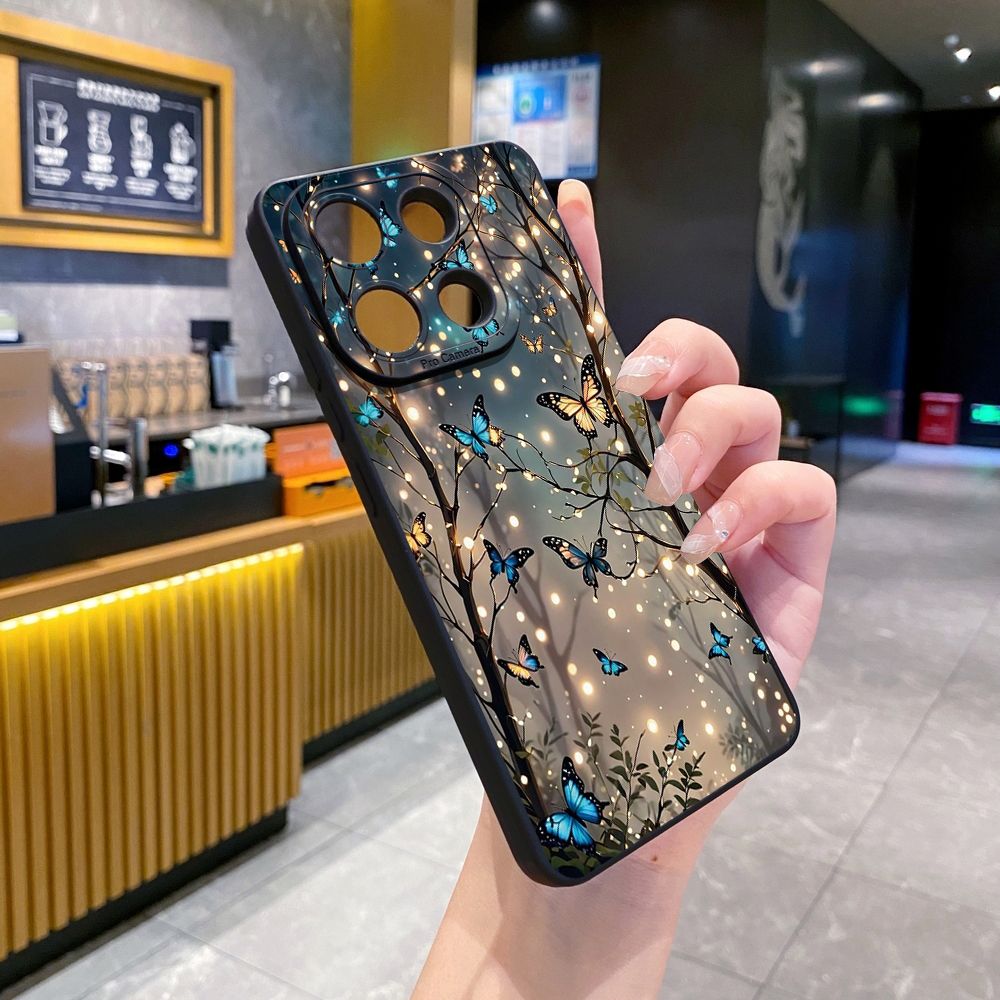 For Xiaomi Redmi Note 13 12 Pro 5G 12S 11S 13C A1 10 Pro 4G 10S Redmi 10C 9C Blue Butterfly Starlight Full Protective Case Anti Drop Cover