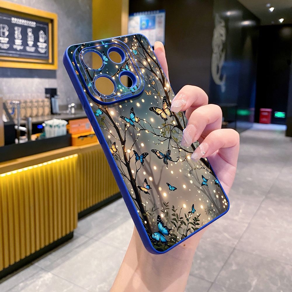 For Xiaomi Redmi Note 13 12 Pro 5G 12S 11S 13C A1 10 Pro 4G 10S Redmi 10C 9C Blue Butterfly Starlight Full Protective Case Anti Drop Cover