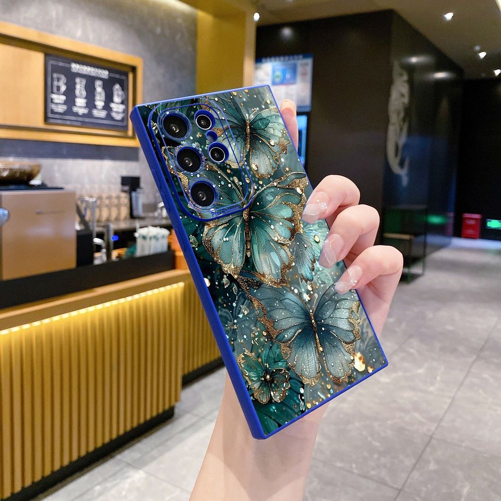 For Samsung Galaxy S24 S23 Ultra S22 Plus Note 20 S21 FE S20 Jadeite Rose Butterfly Full Protective Case Anti Drop Cover