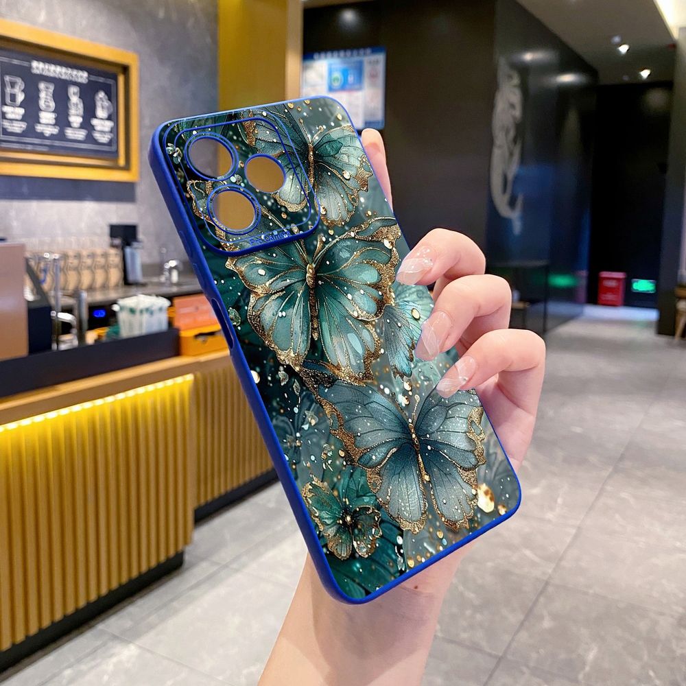 For Realme C61 C63 C65 C67 C53 C51 Note 50 60 C21 C33 C30 C35 C11 2021 C12 C15 C21Y C25Y Realme 12 13 Jadeite Rose Butterfly Full Protective Case Anti Drop Cover