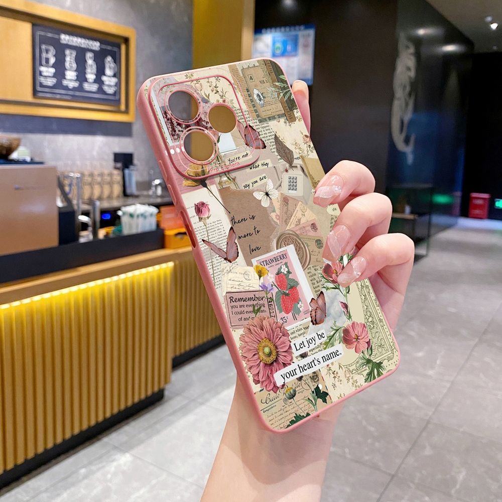 For Realme C61 C63 C65 C67 C53 C51 Note 50 60 C21 C33 C30 C35 C11 2021 C12 C15 C21Y C25Y Realme 12 13 Red Rose Butterfly Full Protective Case Anti Drop Cover