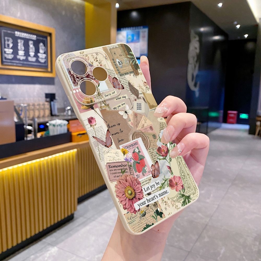 For Realme C61 C63 C65 C67 C53 C51 Note 50 60 C21 C33 C30 C35 C11 2021 C12 C15 C21Y C25Y Realme 12 13 Red Rose Butterfly Full Protective Case Anti Drop Cover