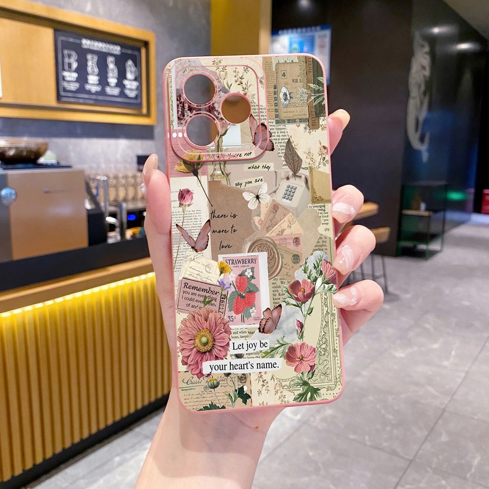 For Realme C61 C63 C65 C67 C53 C51 Note 50 60 C21 C33 C30 C35 C11 2021 C12 C15 C21Y C25Y Realme 12 13 Red Rose Butterfly Full Protective Case Anti Drop Cover