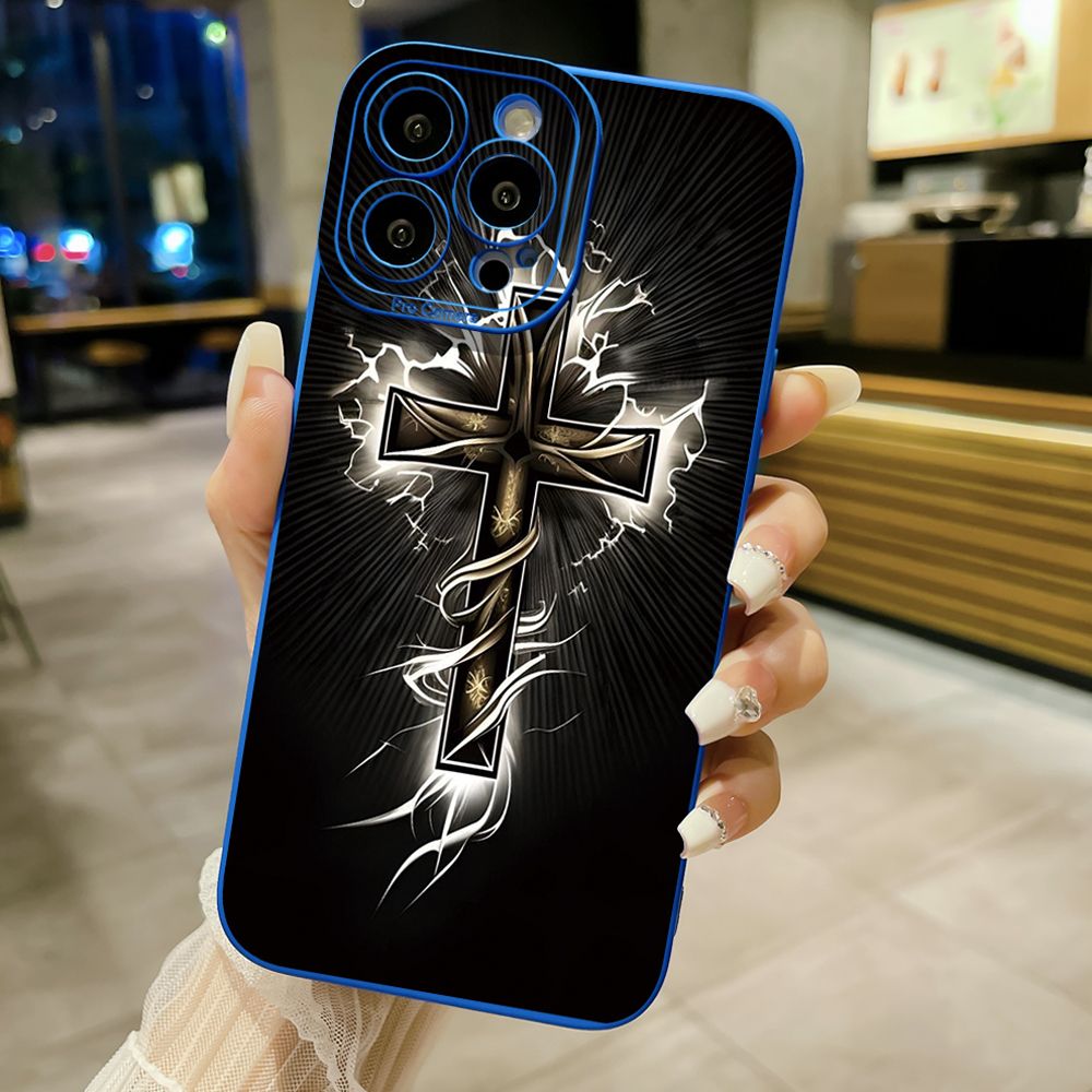 For iPhone 16 Pro Max 14 Plus 13 Pro Max 12 11 XR 8 7 SE 2022 XS Max Jesus Sheep Cross Full Protective Case Anti Drop Cover