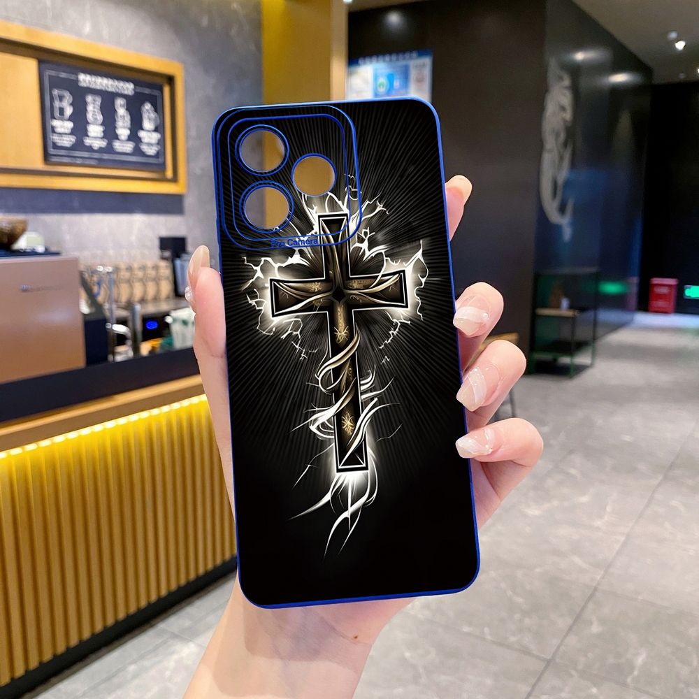 For Realme C61 C63 C65 C67 C53 C51 Note 50 60 C21 C33 C30 C35 C11 2021 C12 C15 C21Y C25Y Realme 12 13 Jesus Sheep Cross Full Protective Case Anti Drop Cover
