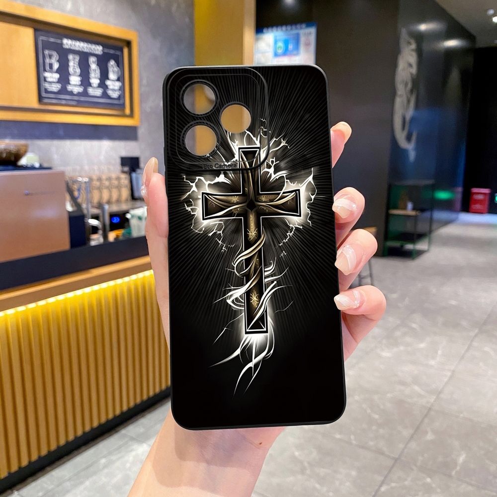 For Realme C61 C63 C65 C67 C53 C51 Note 50 60 C21 C33 C30 C35 C11 2021 C12 C15 C21Y C25Y Realme 12 13 Jesus Sheep Cross Full Protective Case Anti Drop Cover