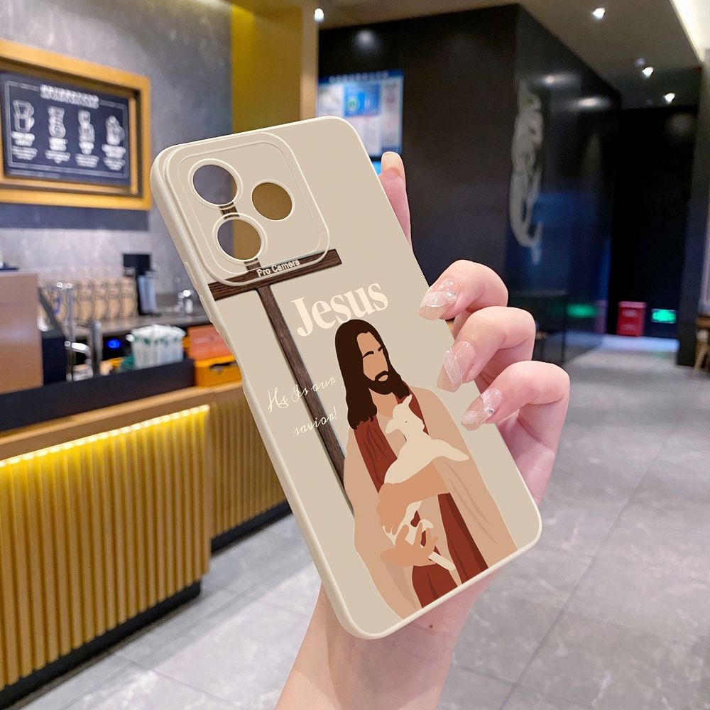 For Realme C61 C63 C65 C67 C53 C51 Note 50 60 C21 C33 C30 C35 C11 2021 C12 C15 C21Y C25Y Realme 12 13 Jesus Sheep Cross Full Protective Case Anti Drop Cover