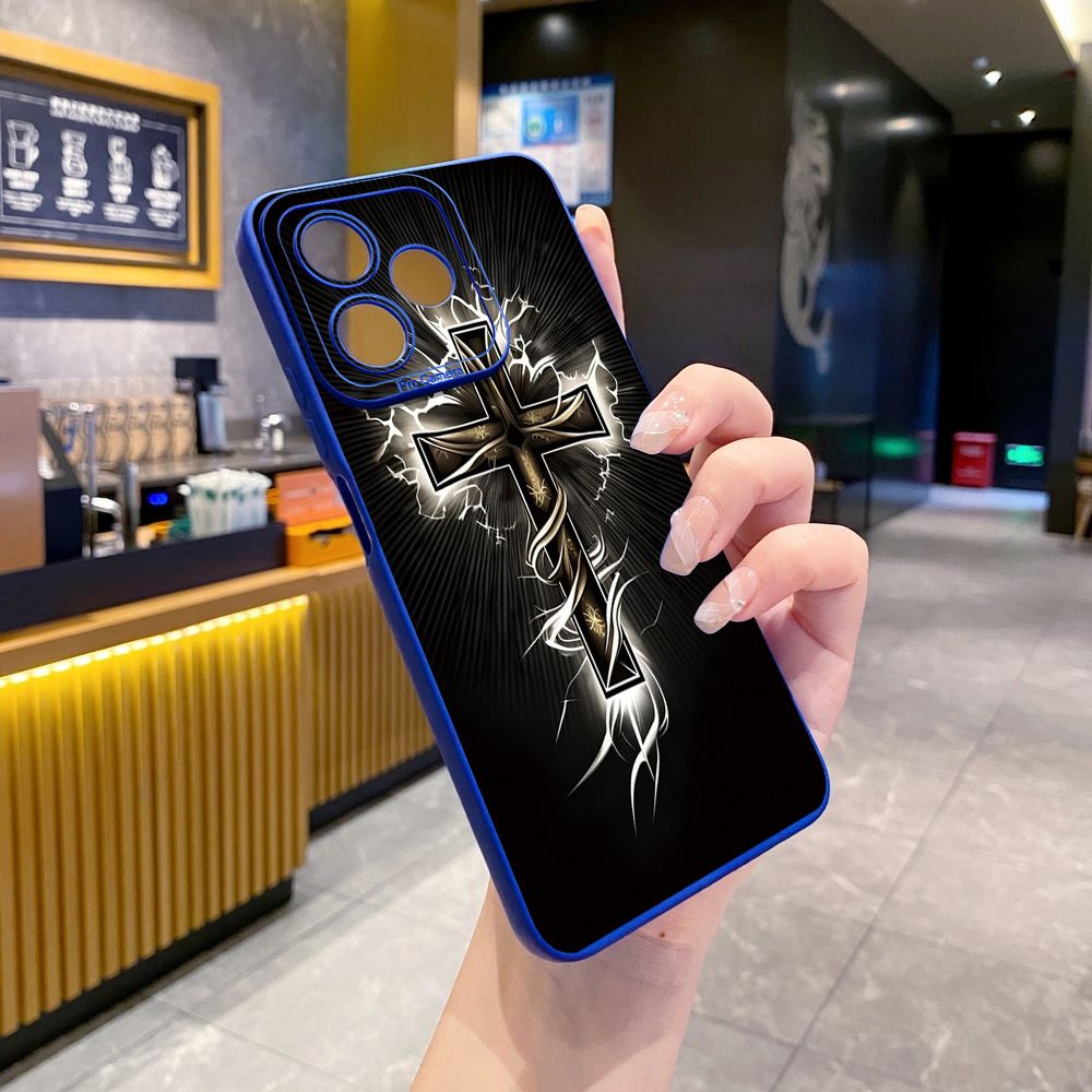 For Realme C61 C63 C65 C67 C53 C51 Note 50 60 C21 C33 C30 C35 C11 2021 C12 C15 C21Y C25Y Realme 12 13 Jesus Sheep Cross Full Protective Case Anti Drop Cover