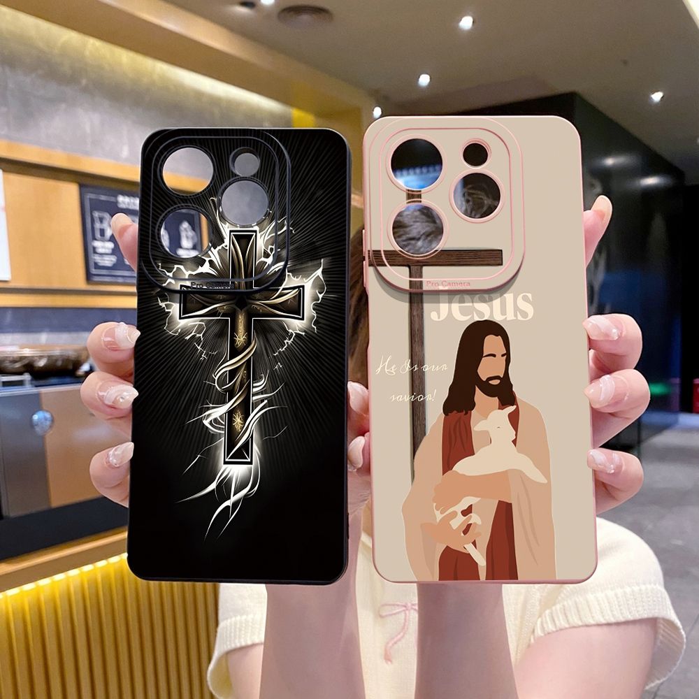 For Infinix Hot 50i 40i 40 Pro Note 12 G96 30 Hot 20 Play 12i 30i 20i 10S 11 Play 11S 10i Smart 8 9 5 Jesus Sheep Cross Full Protective Case Anti Drop Cover