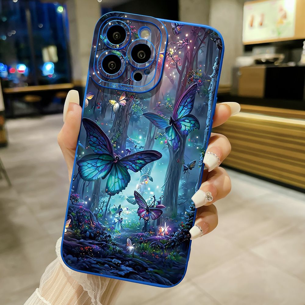 For iPhone 16 Pro Max 14 Plus 13 Pro Max 12 11 XR 8 7 SE 2022 XS Max Butterflies Forest Full Protective Case Anti Drop Cover