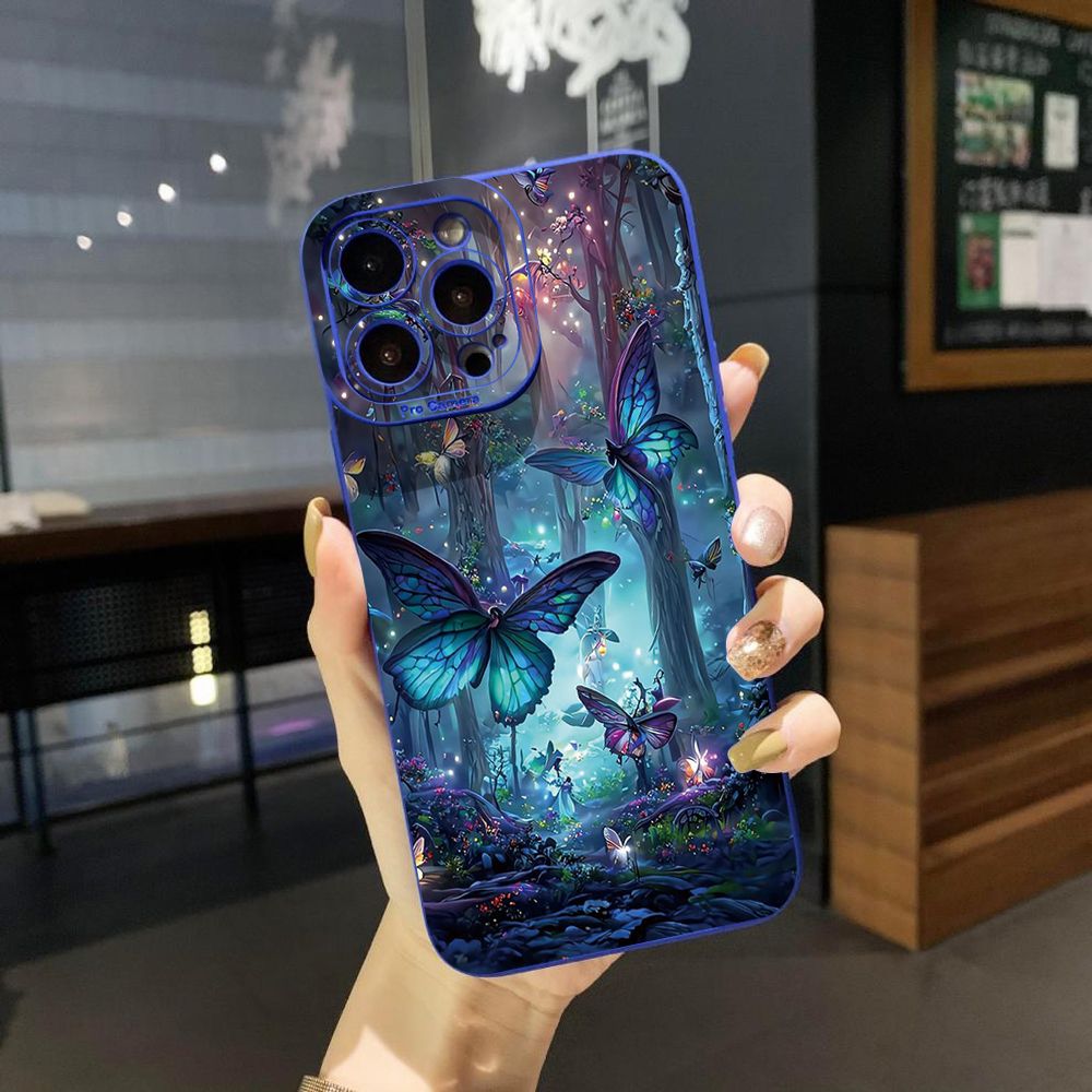 For iPhone 16 Pro Max 14 Plus 13 Pro Max 12 11 XR 8 7 SE 2022 XS Max Butterflies Forest Full Protective Case Anti Drop Cover