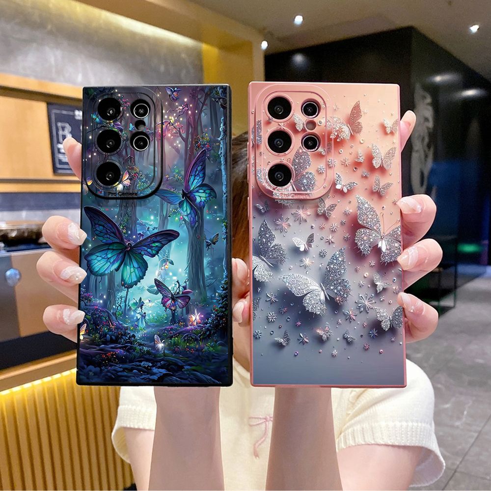 For Samsung Galaxy S24 S23 Ultra S22 Plus Note 20 S21 FE S20 Butterflies Forest Full Protective Case Anti Drop Cover