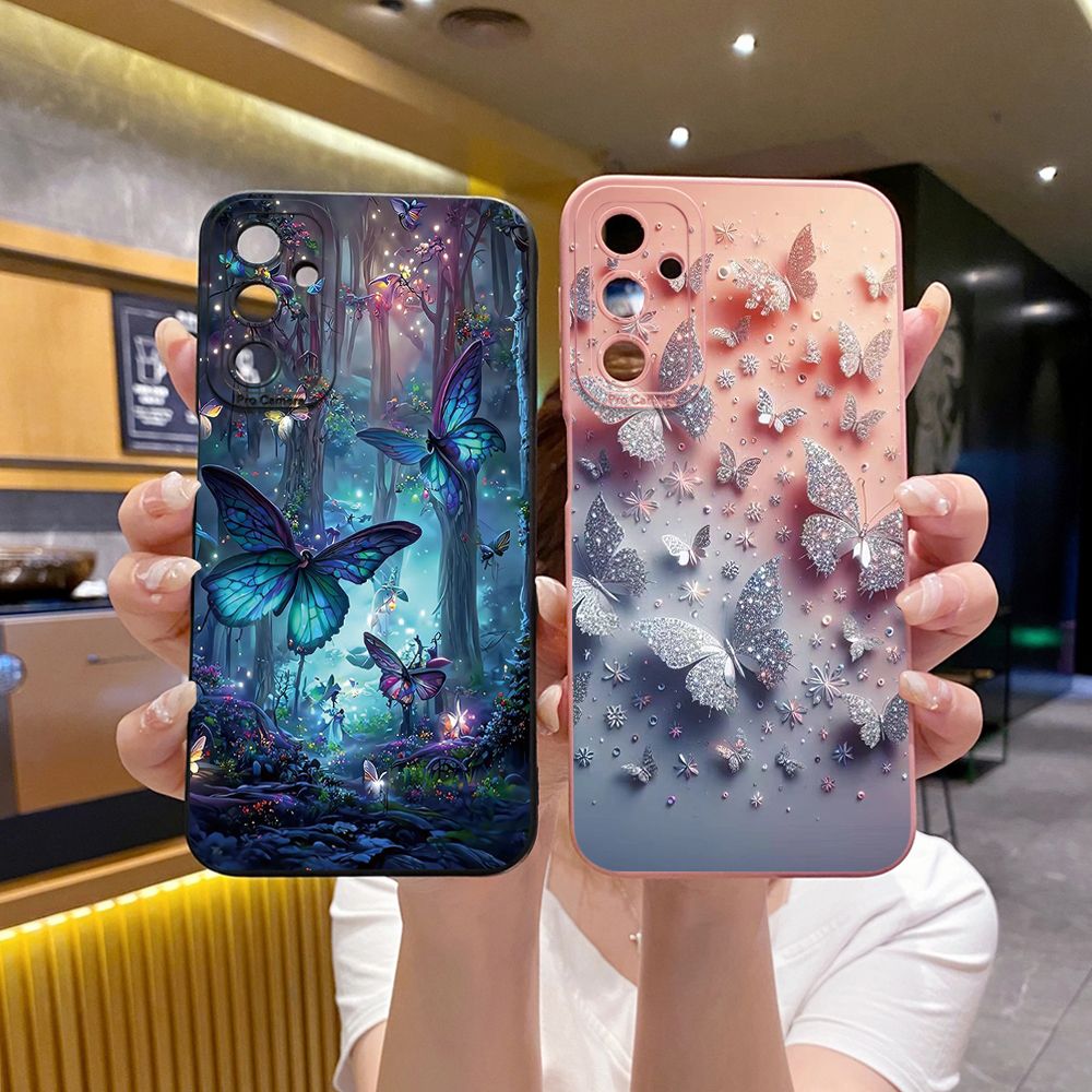 For Samsung Galaxy A16 A06 A15 A05 A25 A35 A55 A14 A24 A34 A54 A33 A53 A73 A32 A52S A72 Butterflies Forest Full Protective Case Anti Drop Cover