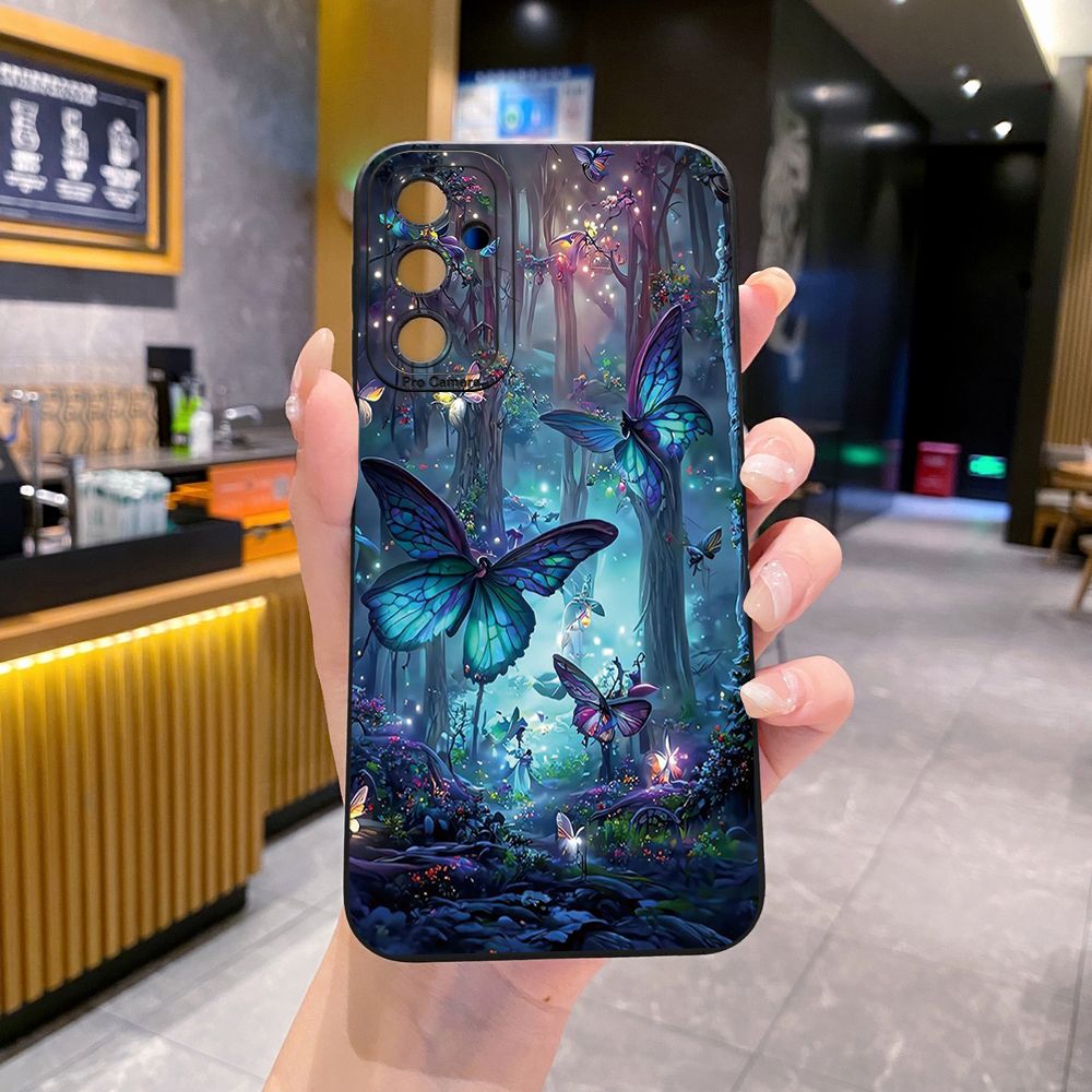 For Samsung Galaxy A16 A06 A15 A05 A25 A35 A55 A14 A24 A34 A54 A33 A53 A73 A32 A52S A72 Butterflies Forest Full Protective Case Anti Drop Cover