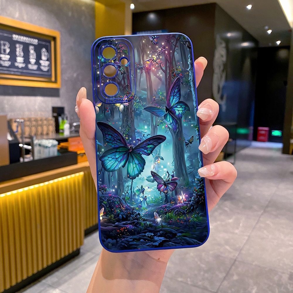 For Samsung Galaxy A16 A06 A15 A05 A25 A35 A55 A14 A24 A34 A54 A33 A53 A73 A32 A52S A72 Butterflies Forest Full Protective Case Anti Drop Cover