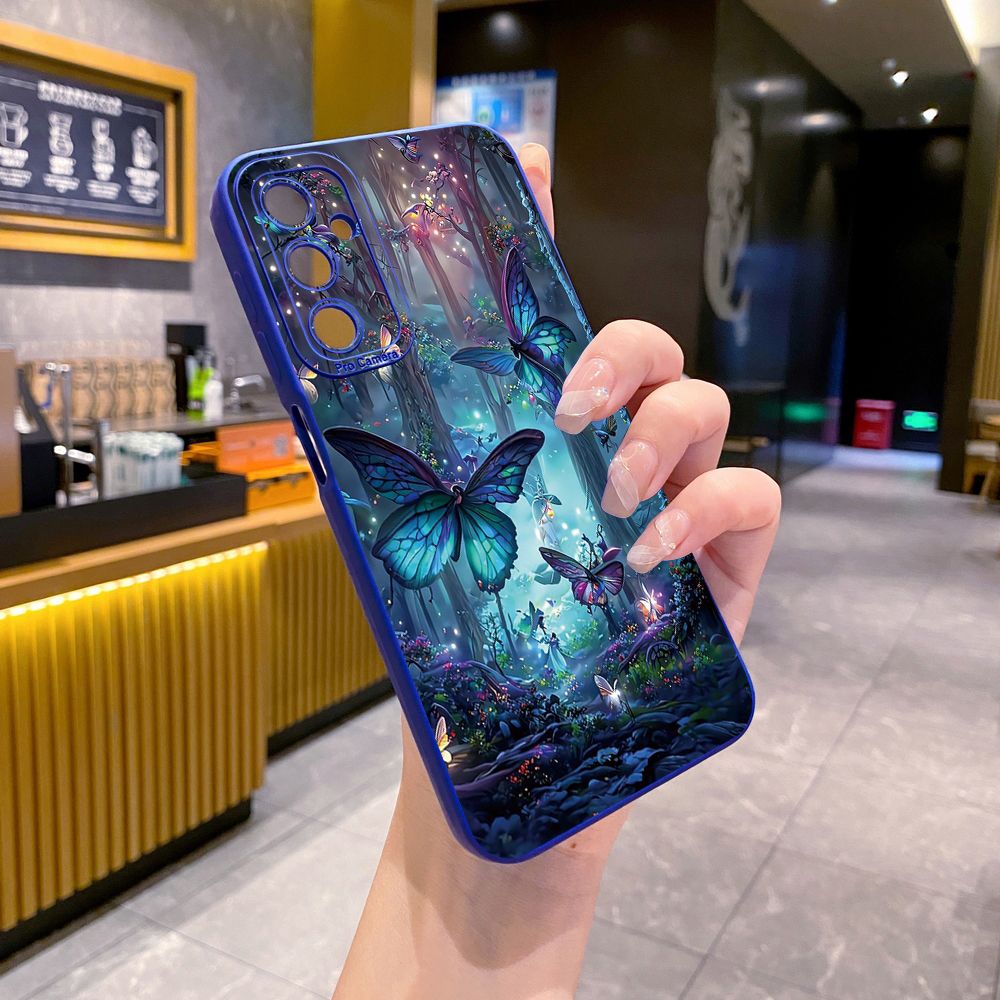 For Samsung Galaxy A16 A06 A15 A05 A25 A35 A55 A14 A24 A34 A54 A33 A53 A73 A32 A52S A72 Butterflies Forest Full Protective Case Anti Drop Cover
