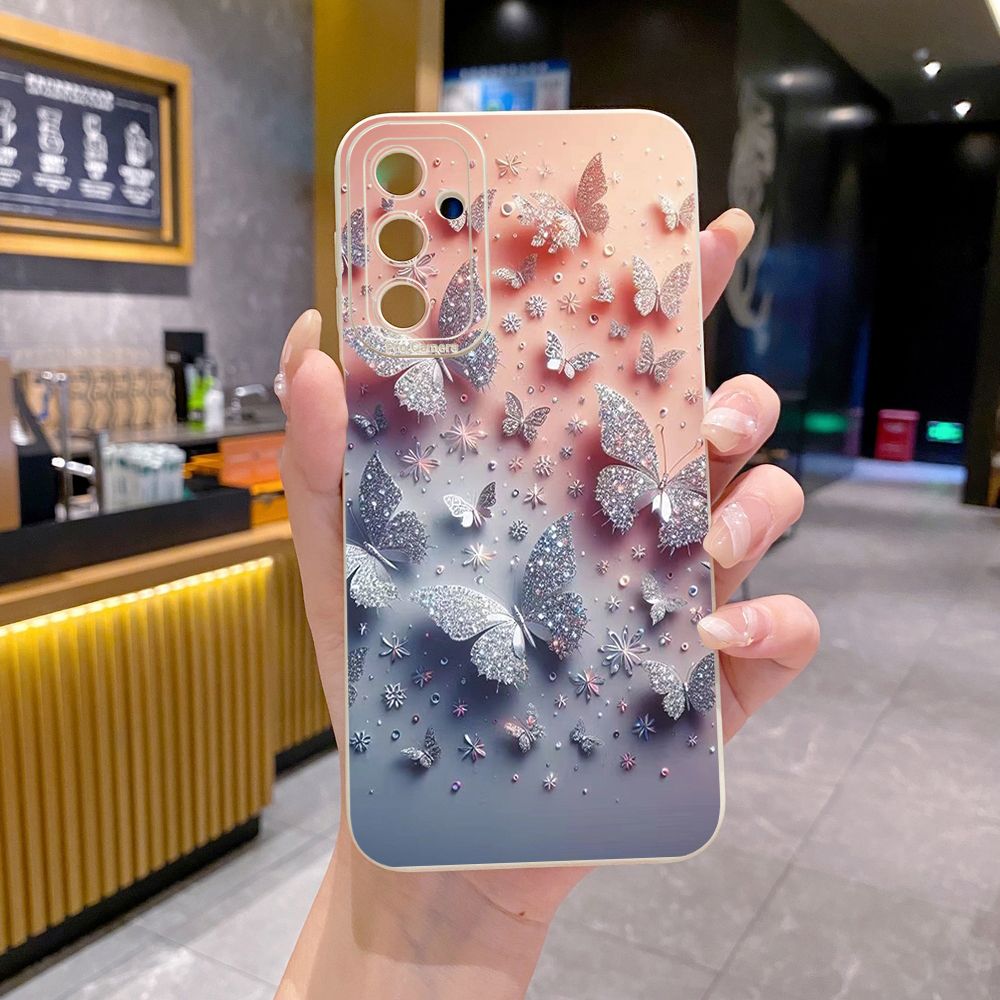For Samsung Galaxy A16 A06 A15 A05 A25 A35 A55 A14 A24 A34 A54 A33 A53 A73 A32 A52S A72 Butterflies Forest Full Protective Case Anti Drop Cover