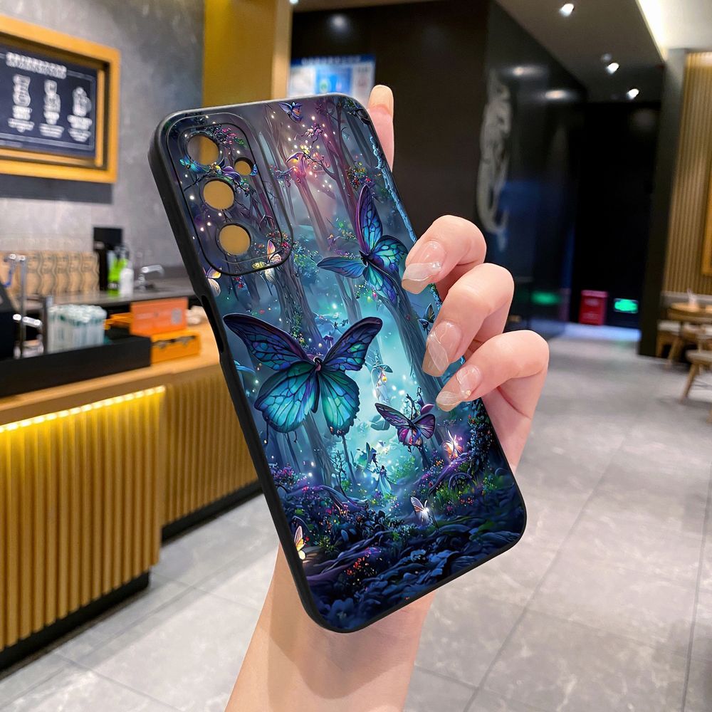 For Samsung Galaxy A16 A06 A15 A05 A25 A35 A55 A14 A24 A34 A54 A33 A53 A73 A32 A52S A72 Butterflies Forest Full Protective Case Anti Drop Cover
