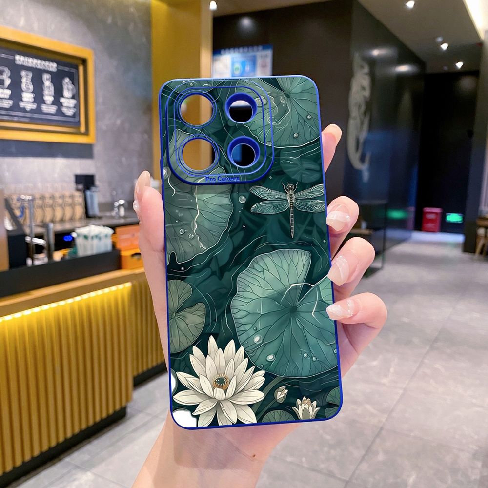 For Xiaomi Redmi Note 13 12 Pro 5G 12S 11S 13C A1 10 Pro 4G 10S Redmi 10C 9C Lotus Leaf Floral Full Protective Case Anti Drop Cover