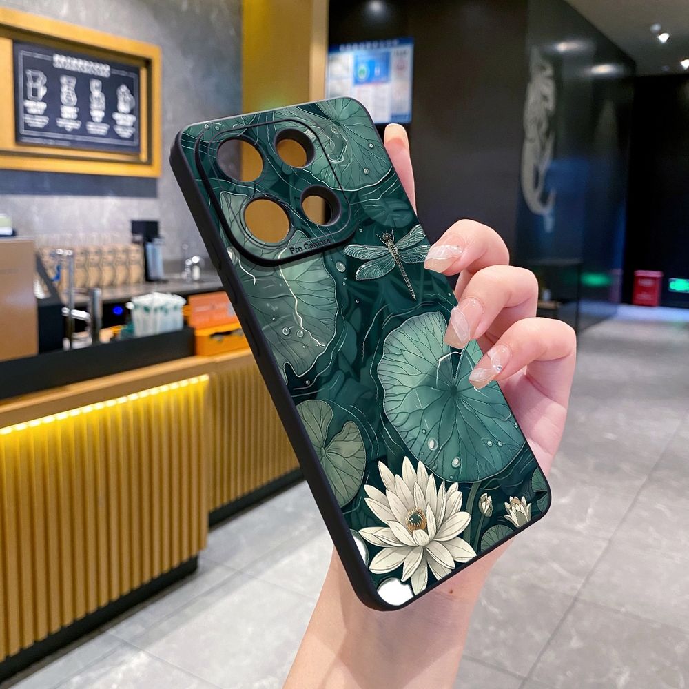 For Xiaomi Redmi Note 13 12 Pro 5G 12S 11S 13C A1 10 Pro 4G 10S Redmi 10C 9C Lotus Leaf Floral Full Protective Case Anti Drop Cover