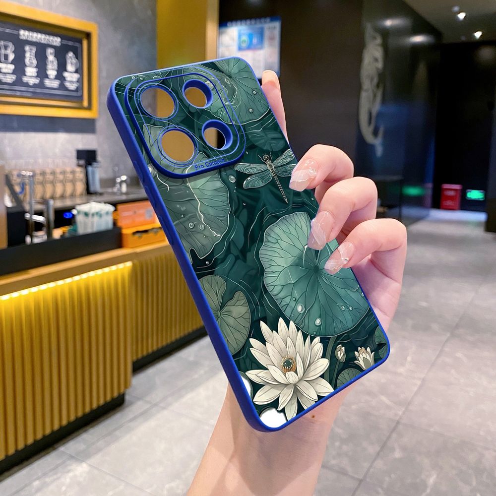 For Xiaomi Redmi Note 13 12 Pro 5G 12S 11S 13C A1 10 Pro 4G 10S Redmi 10C 9C Lotus Leaf Floral Full Protective Case Anti Drop Cover