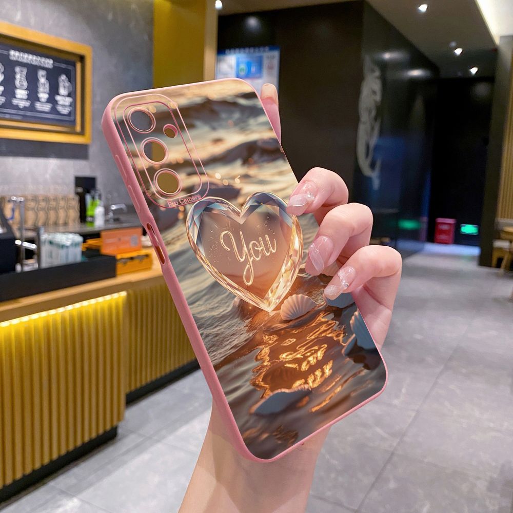For Samsung Galaxy A16 A06 A15 A05 A25 A35 A55 A14 A24 A34 A54 A33 A53 A73 A32 A52S A72 Love Heart Crystal Shell  Full Protective Case Anti Drop Cover