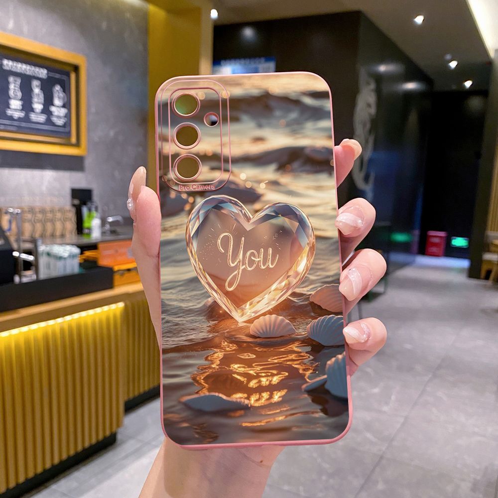 For Samsung Galaxy A16 A06 A15 A05 A25 A35 A55 A14 A24 A34 A54 A33 A53 A73 A32 A52S A72 Love Heart Crystal Shell  Full Protective Case Anti Drop Cover