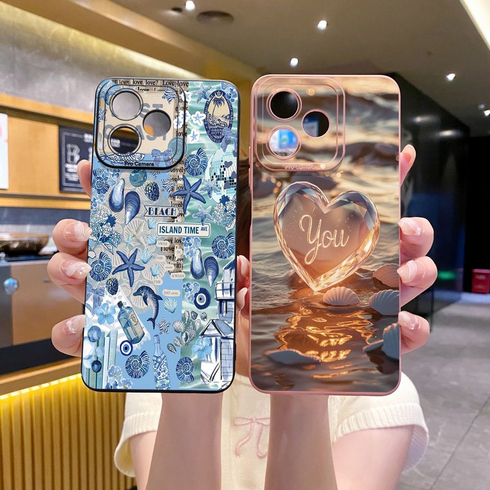 For Realme C61 C63 C65 C67 C53 C51 Note 50 60 C21 C33 C30 C35 C11 2021 C12 C15 C21Y C25Y Realme 12 13 Love Heart Crystal Shell  Full Protective Case Anti Drop Cover