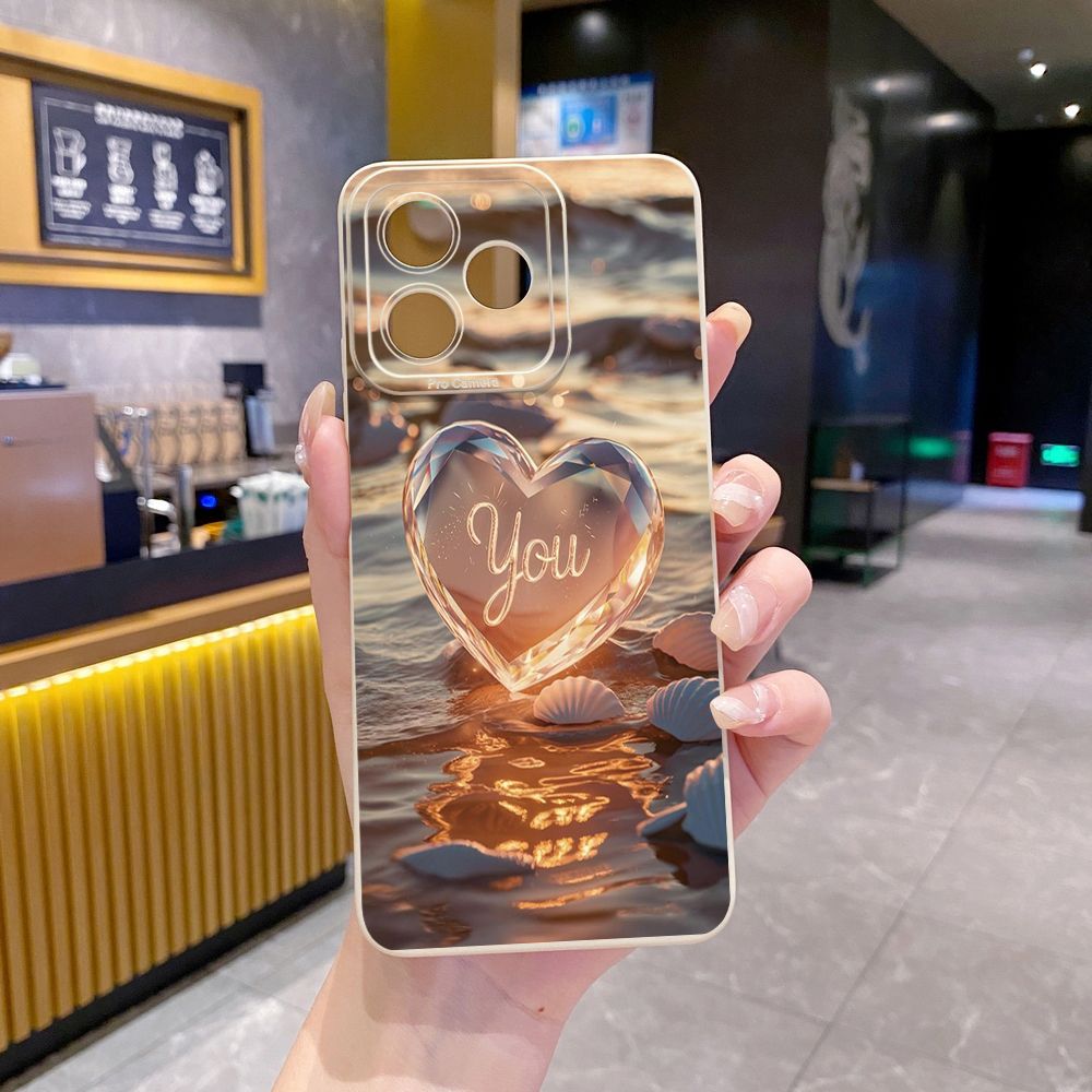 For Realme C61 C63 C65 C67 C53 C51 Note 50 60 C21 C33 C30 C35 C11 2021 C12 C15 C21Y C25Y Realme 12 13 Love Heart Crystal Shell  Full Protective Case Anti Drop Cover