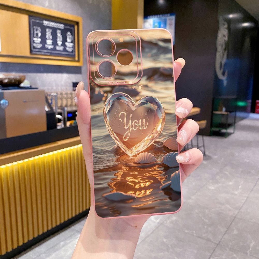 For Realme C61 C63 C65 C67 C53 C51 Note 50 60 C21 C33 C30 C35 C11 2021 C12 C15 C21Y C25Y Realme 12 13 Love Heart Crystal Shell  Full Protective Case Anti Drop Cover