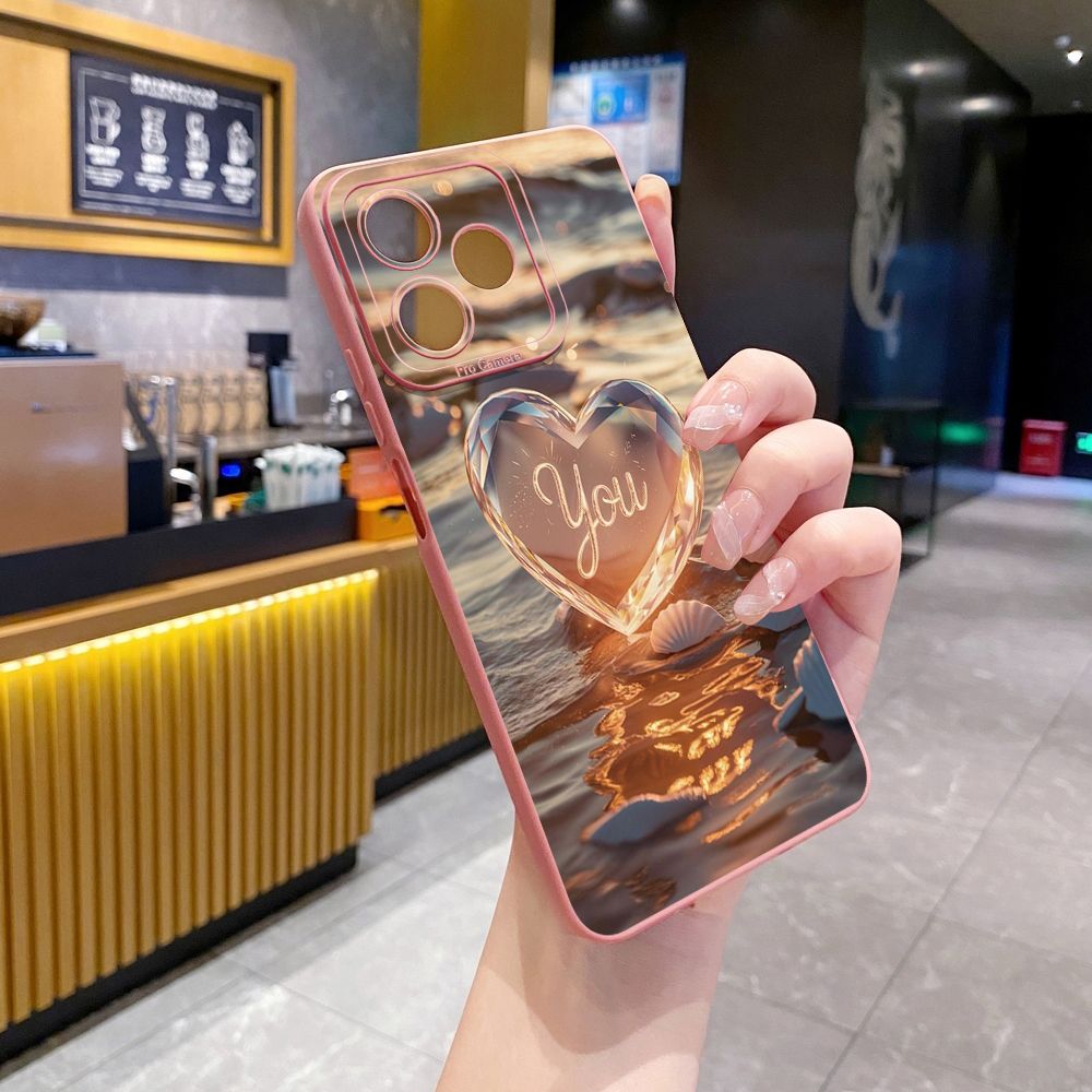 For Realme C61 C63 C65 C67 C53 C51 Note 50 60 C21 C33 C30 C35 C11 2021 C12 C15 C21Y C25Y Realme 12 13 Love Heart Crystal Shell  Full Protective Case Anti Drop Cover