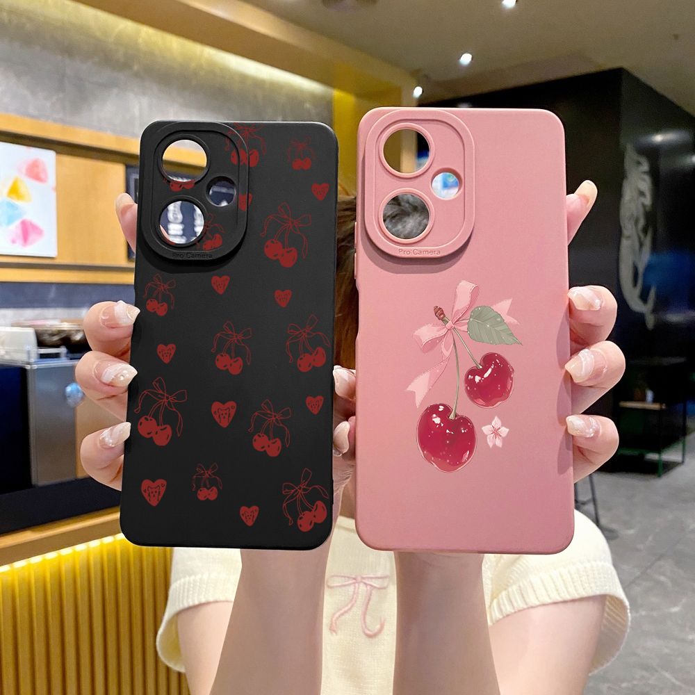 For VIVO Y28 Y03 Y18 Y17S Y27 Y15A Y15S Y02S Y02A Y36 Y33S Y12S Y12A Y01 Y1S Y20A Y22 Love Shape Cherry Full Protective Case Anti Drop Cover